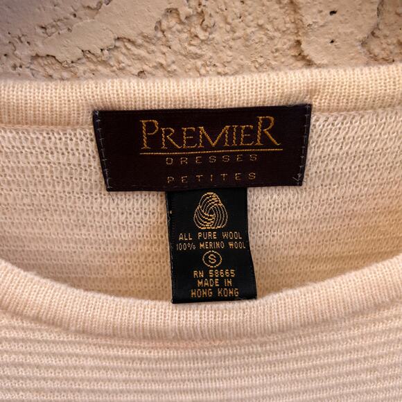 Vintage Premier Petites Cream Wool Sweater Dress Size Small - Picture 3 of 5